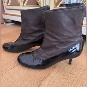 Lanvin Two-Tone Black and Brown Heeled Boots